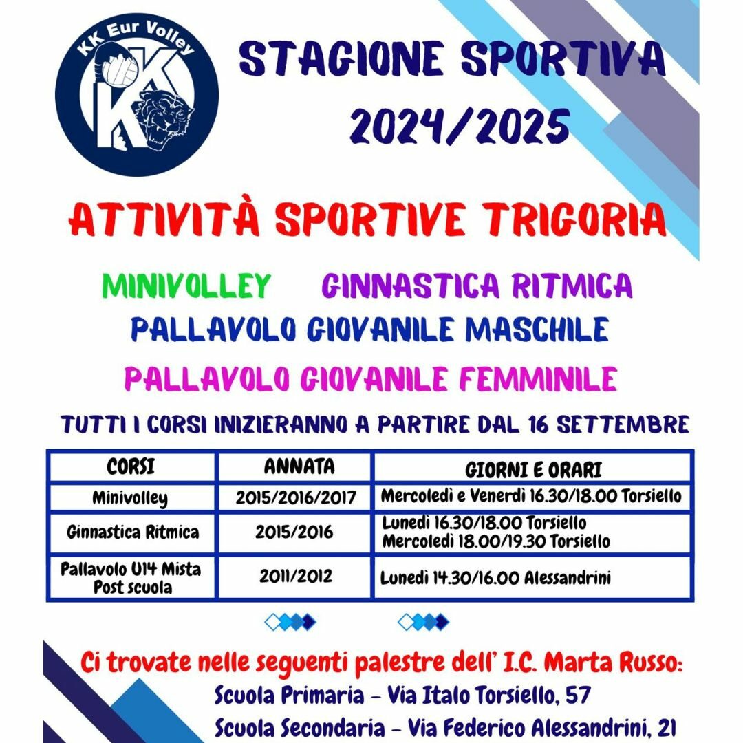 ATTIVITA’ SPORTIVE TRIGORIA 2024-2025